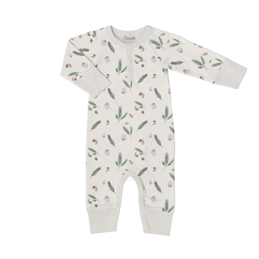 Coccoli Modal Unionsuit - 	 Pine Cones On Oat Milk 3M