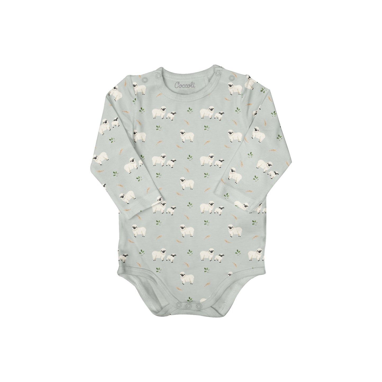 Coccoli Modal Romper Long Sleeve Bodysuit - Sheep On Mercury 3M