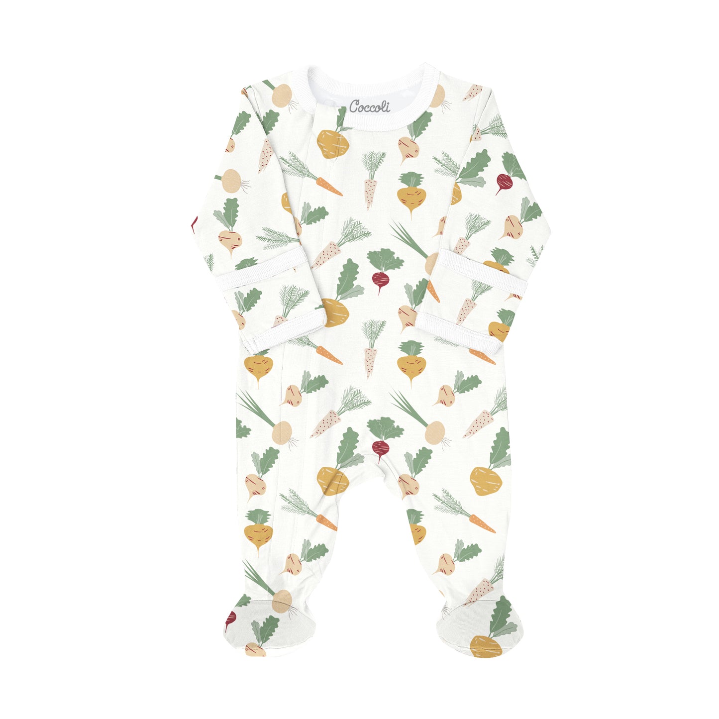 Coccoli Modal Zipper Footie - Veggies On Cream - 1M