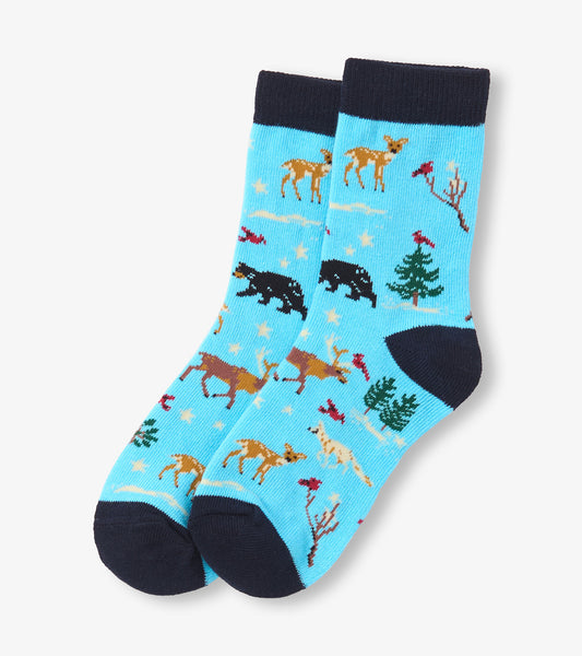Little Blue House Winter Wonderland-  Kids Crew Socks