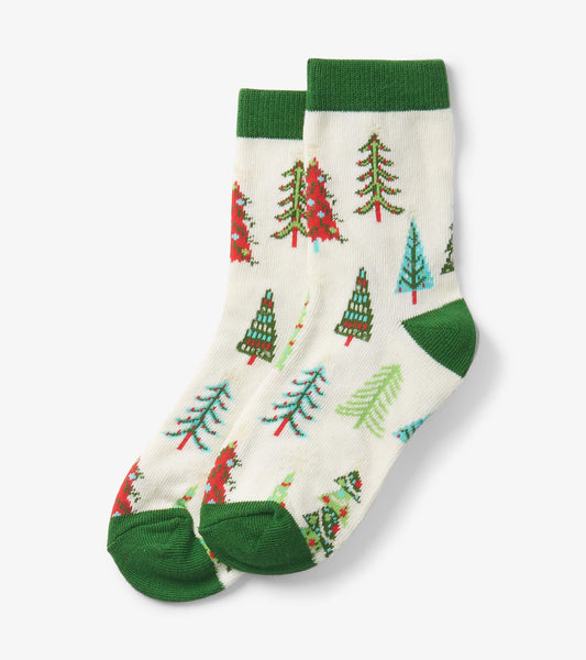 Little Blue House Christmas Trees - Kids Crew Sock