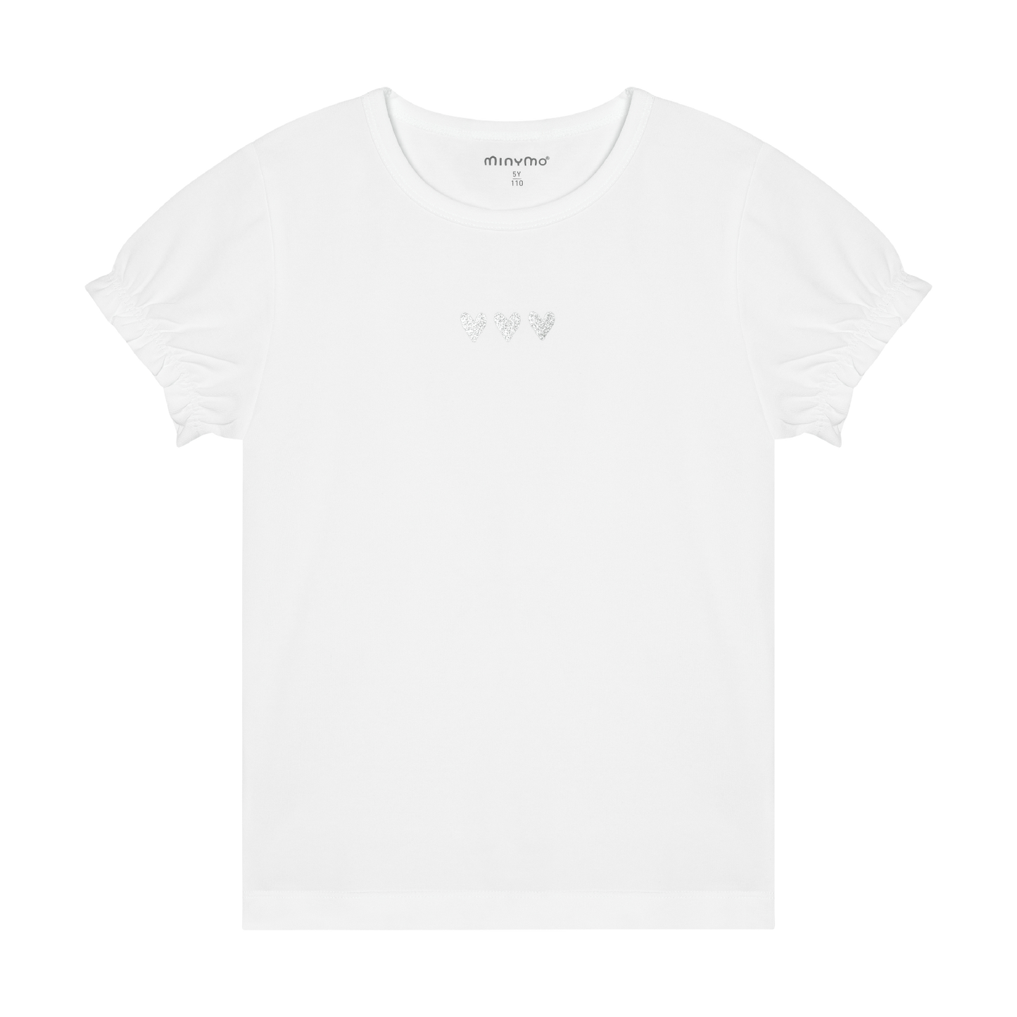 Minymo - Cotton Short Sleeve T-Shirt with Silver Heart Graphic