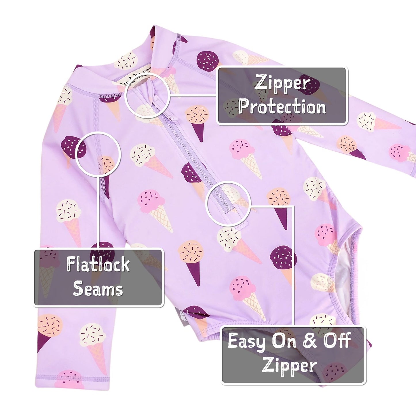 Jan & Jul - UV Girls' Swimsuit - Lavender Ice Cream