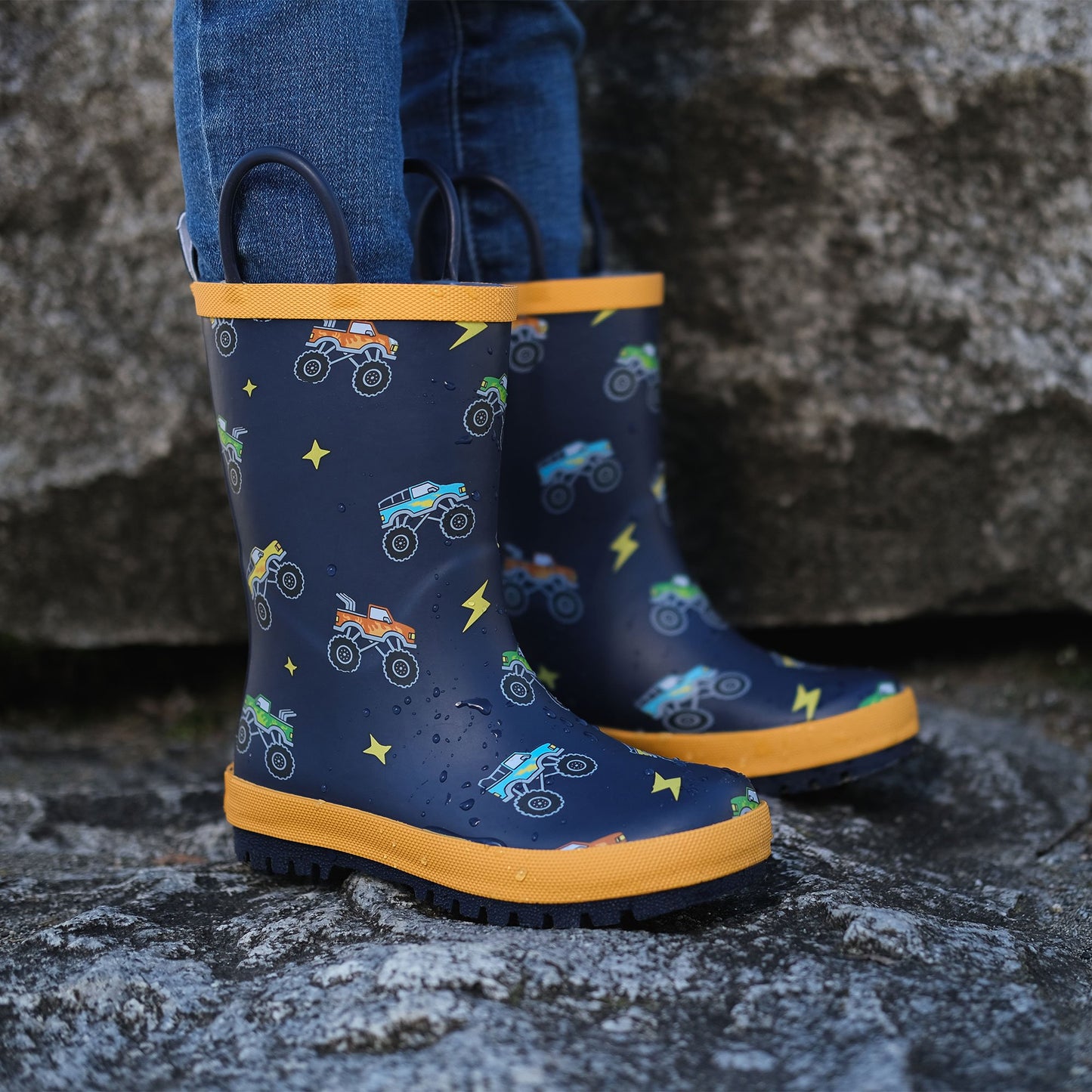 Jan & Jul - Kids Rubber Rain Boots - Big Trucks