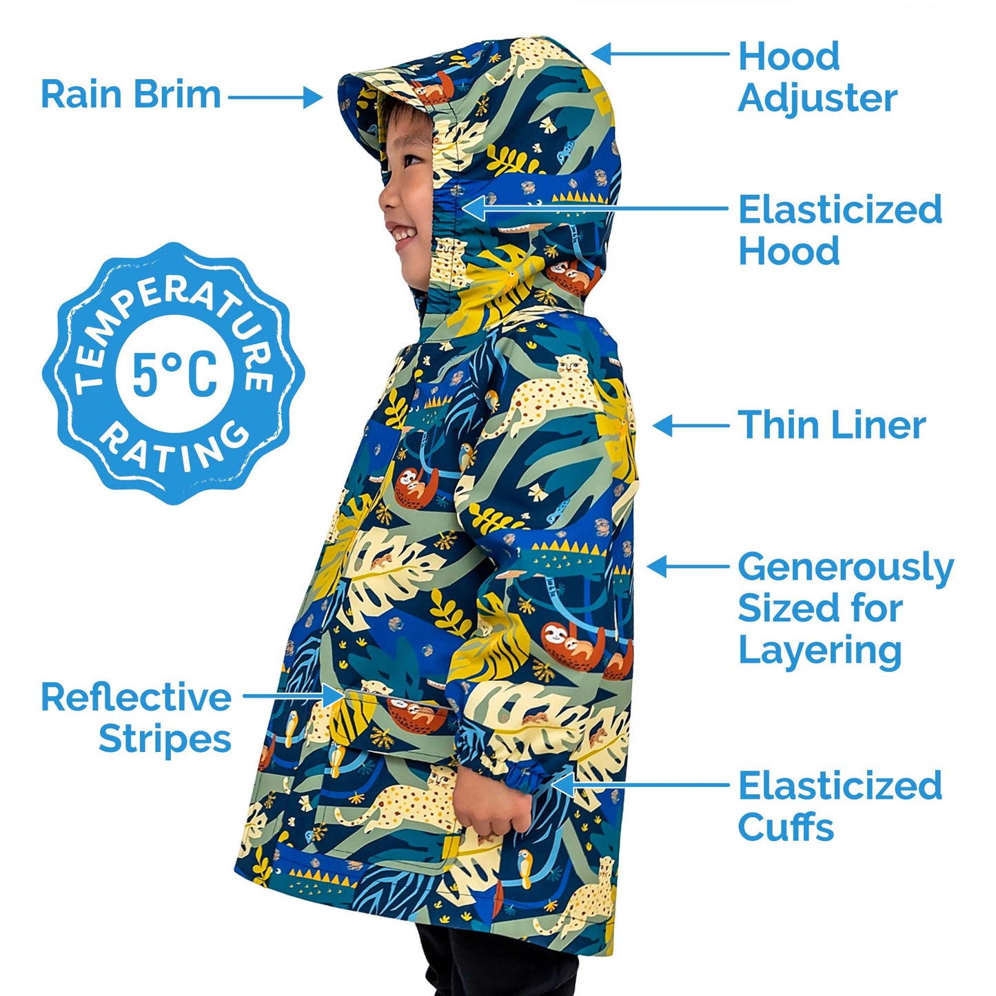 Jan & Jul - Puddle-Dry Rain Jacket - Nebula Blue