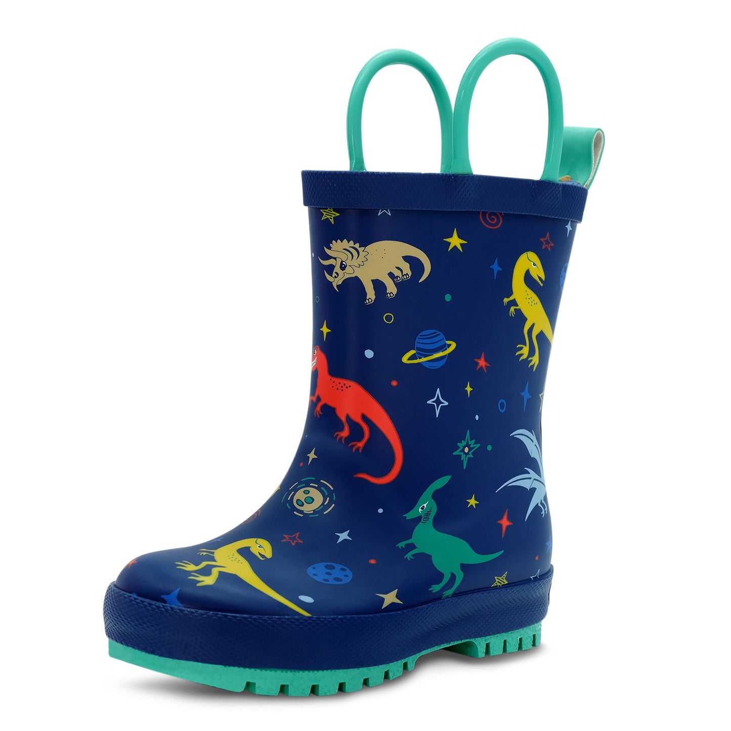 Jan & Jul- Kids Rubber Rain Boots - Space Dinos